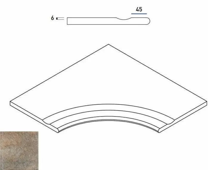 Керамогранит 620090000258 EMERALD BORDO SVASATO ANGOLARE ROUND 30 60x60