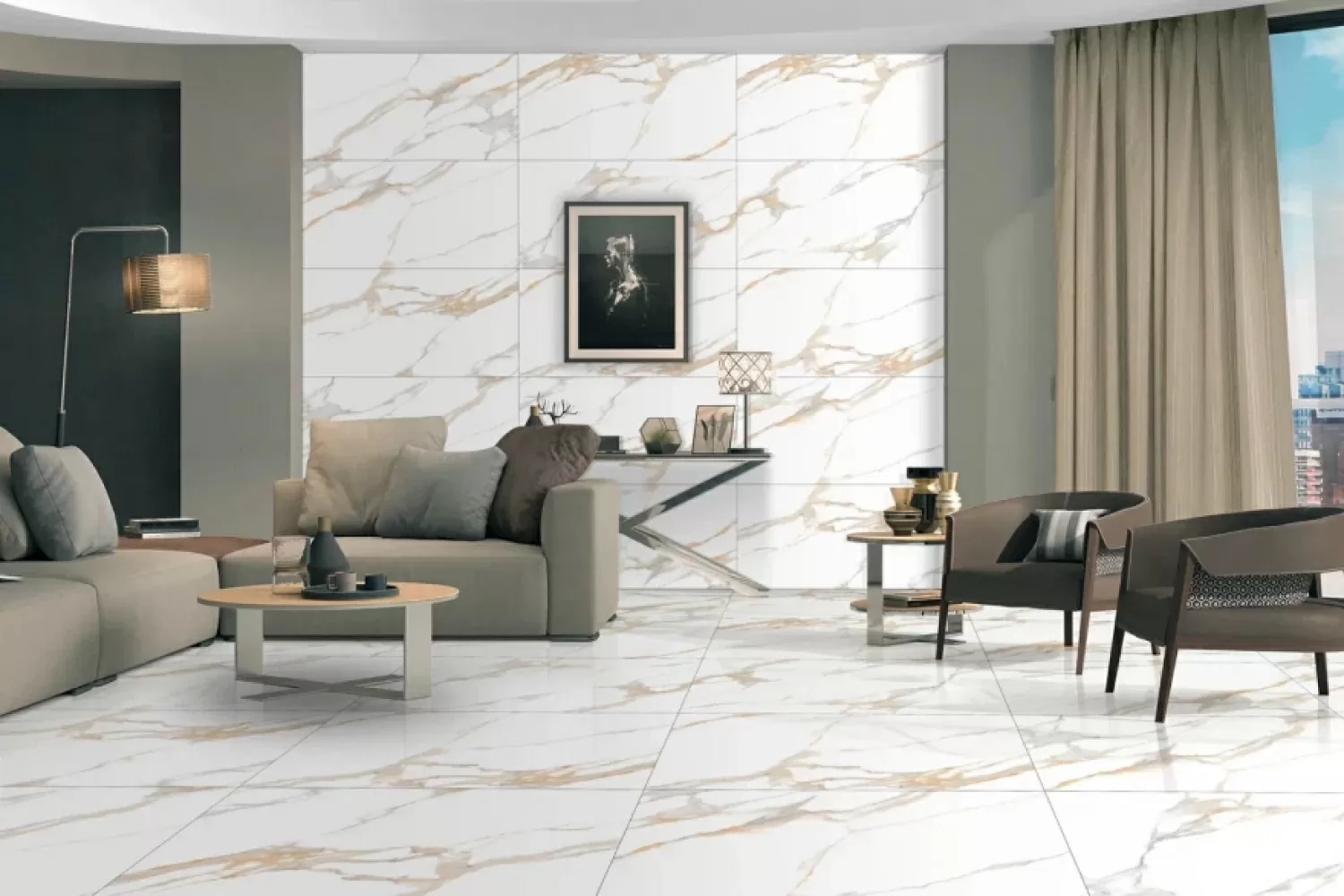 Керамогранит AM22-15 Statuario Dior серо-золотистый полированный 120х60