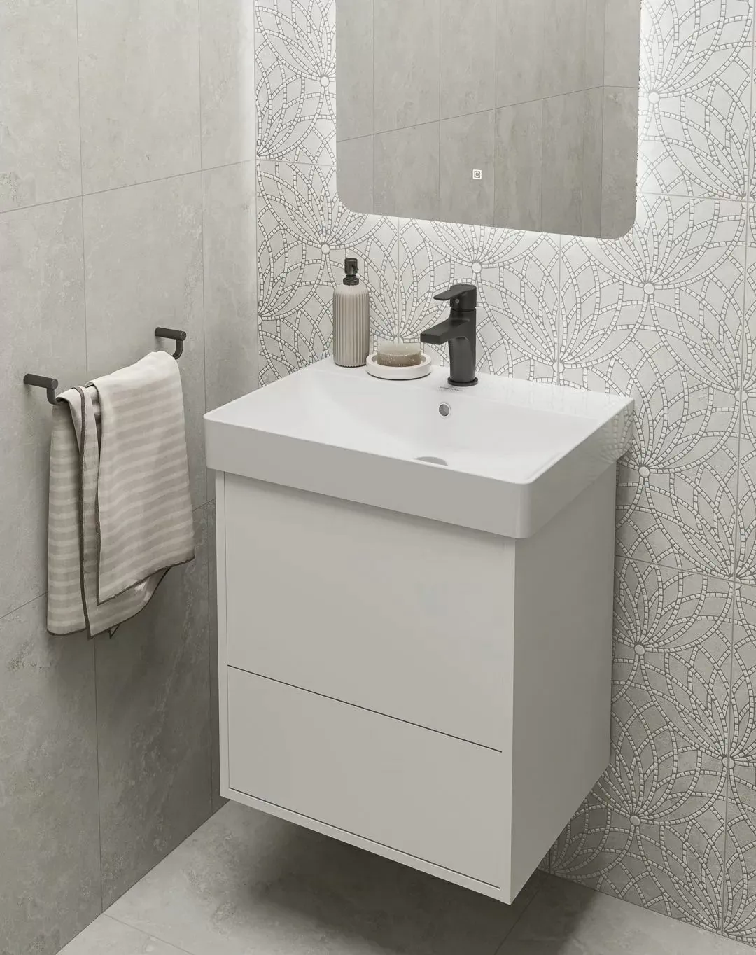 Керамогранит KM6060G0441R Литос серый светлый матовый обрезной 60x60x0,9