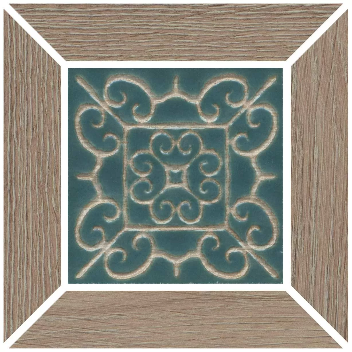 Керамогранит ID158 Вставка Тровазо наборный коричневый тёмный матовый 13x13x0,9