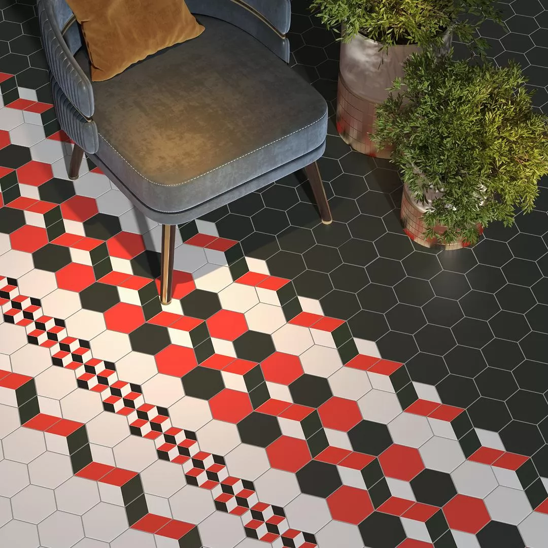 Керамогранит SG1008N Кальсада черный натуральный (37х31 из 9 частей) 10,4х12