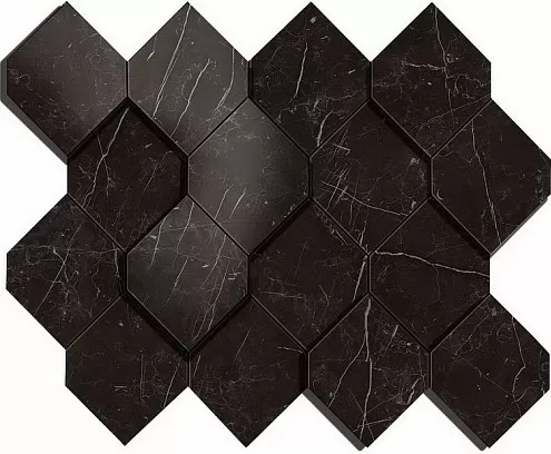 Керамогранит AS4B Marvel Nero Marquina Mosaico Esagono 3D 28.2x35.3