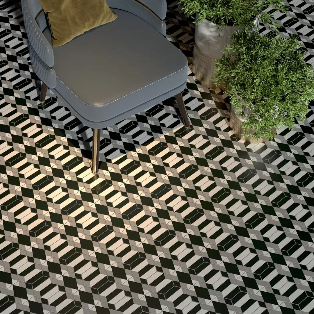 Керамогранит SG1008N Кальсада черный натуральный (37х31 из 9 частей) 10,4х12