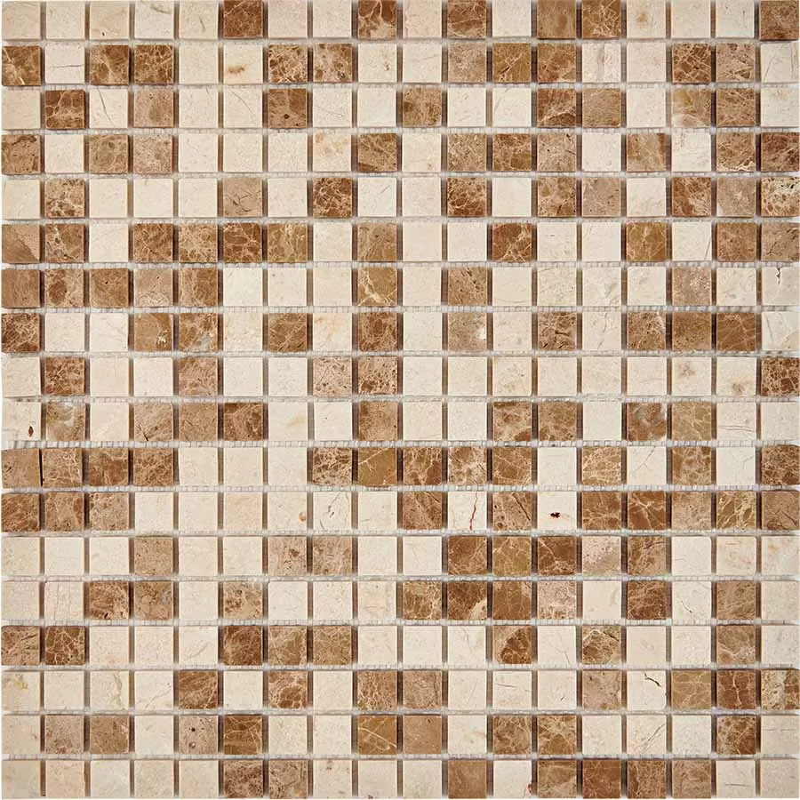 Мозаика PIX273 Emperador Light, Crema Nova из мрамора полированная 15x15 305х305x4