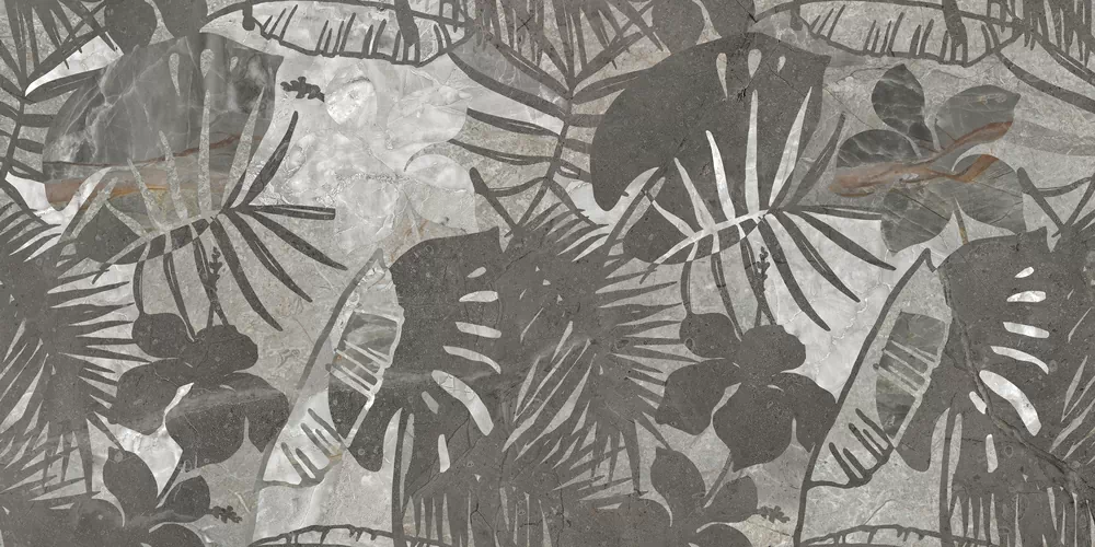 Керамогранит 16531 Wonderstone листья серый 297х598