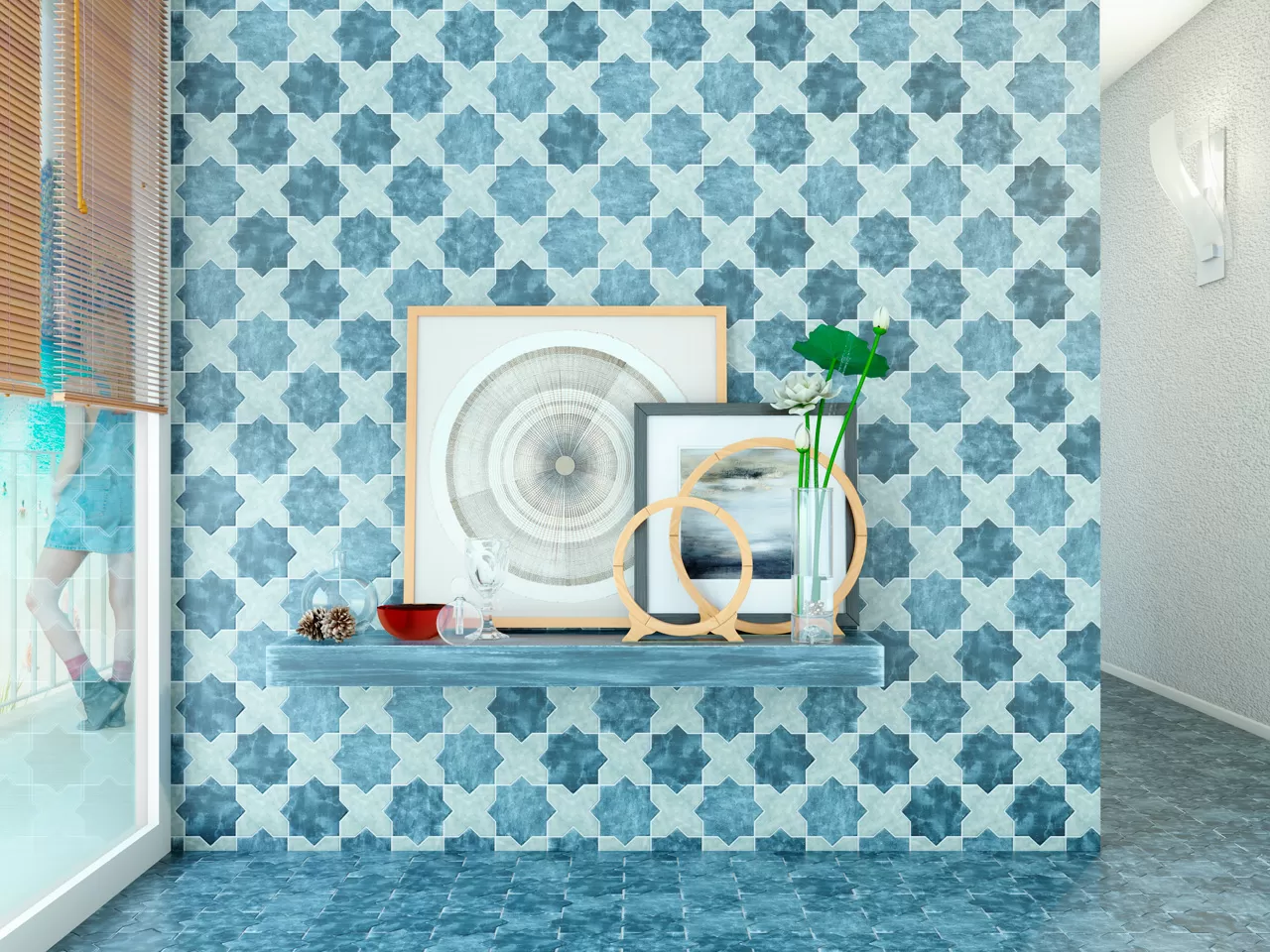 Керамогранит Becolors Star Dec. Stencil Electric Blue 13.25х13.25