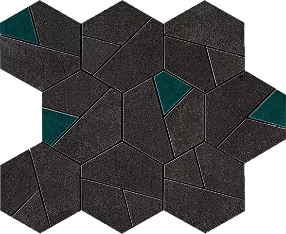 Мозаика AN7A Boost Tarmac Mosaico Hex Jade 25x28.5
