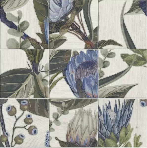 Керамогранит Decor Mural Blu Leaves 20x20