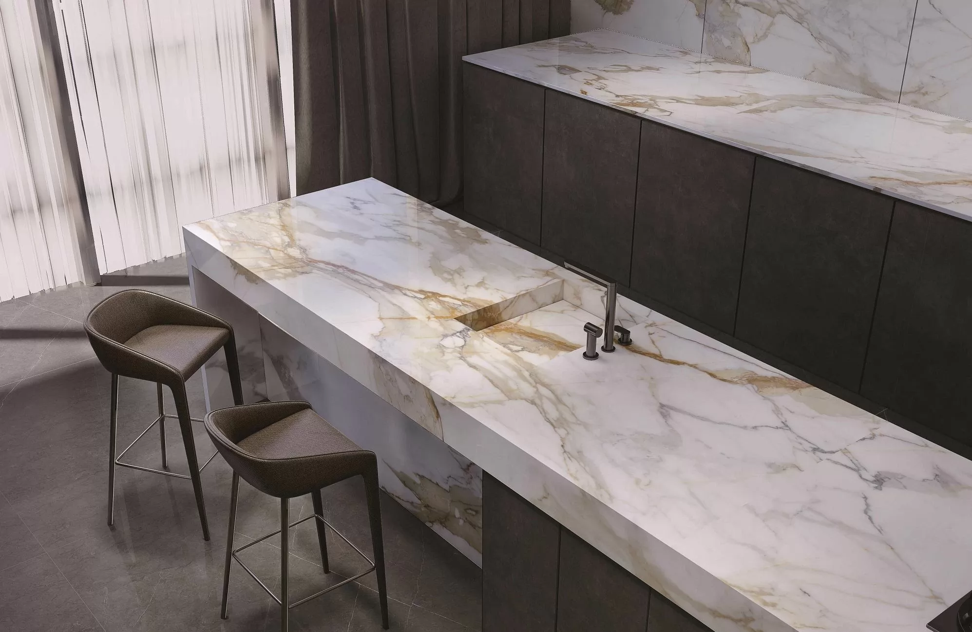 Керамогранит MN034AP281206 Calacatta Gold Polished 6mm 120x280