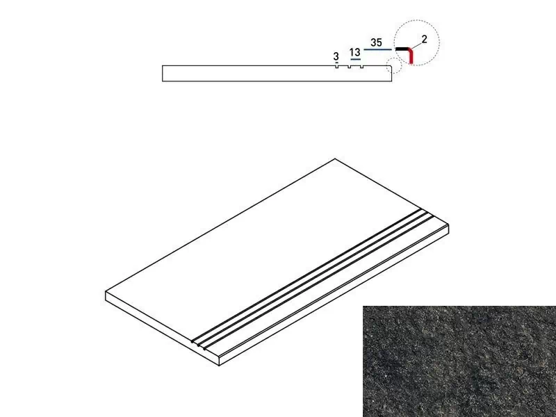 Керамогранит 620090000679 Бортик Рум Блэк грип Х2 30х60