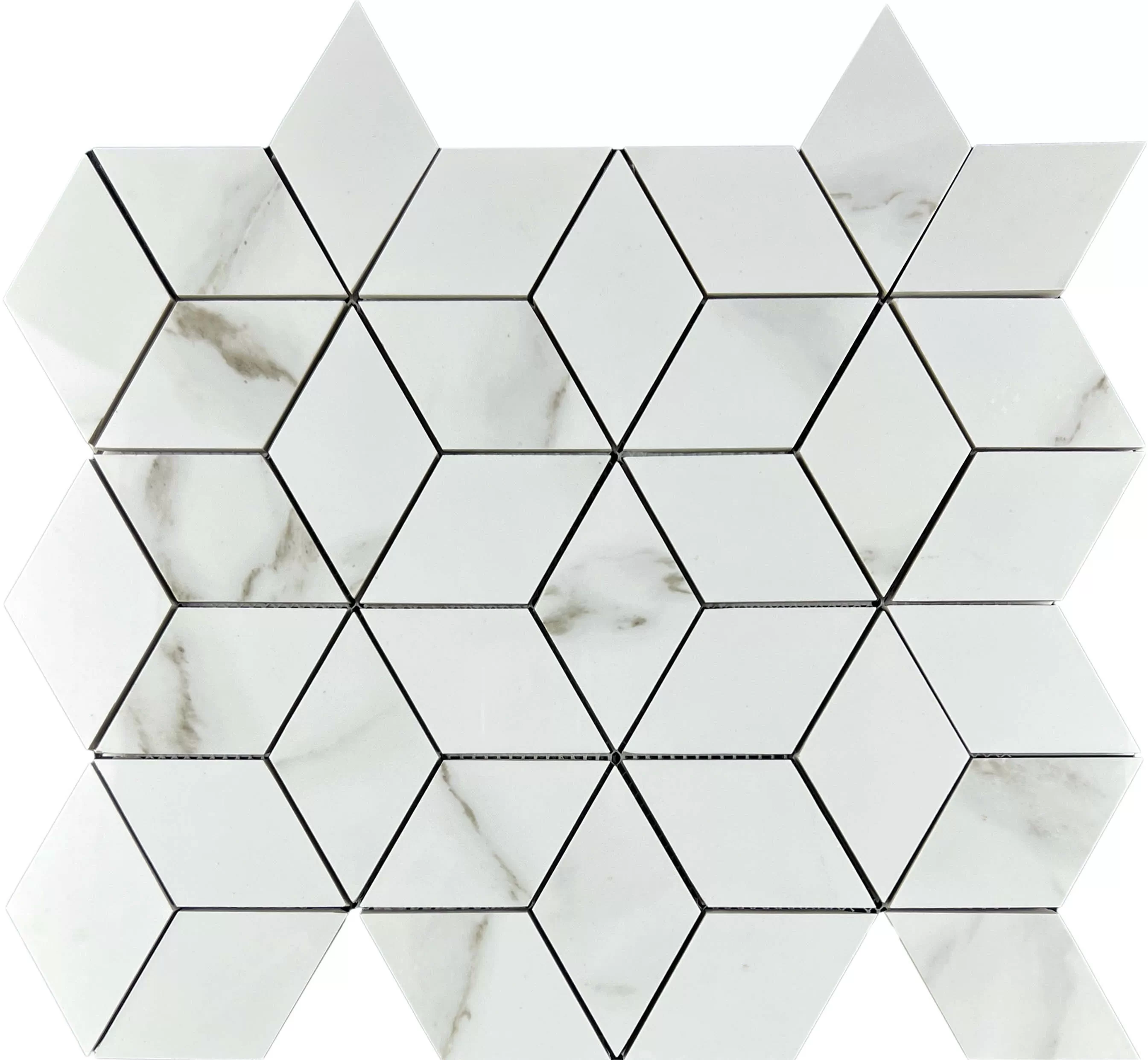 Мозаика Mosaic Statuario Eva 3d diamond 37.1x34.7