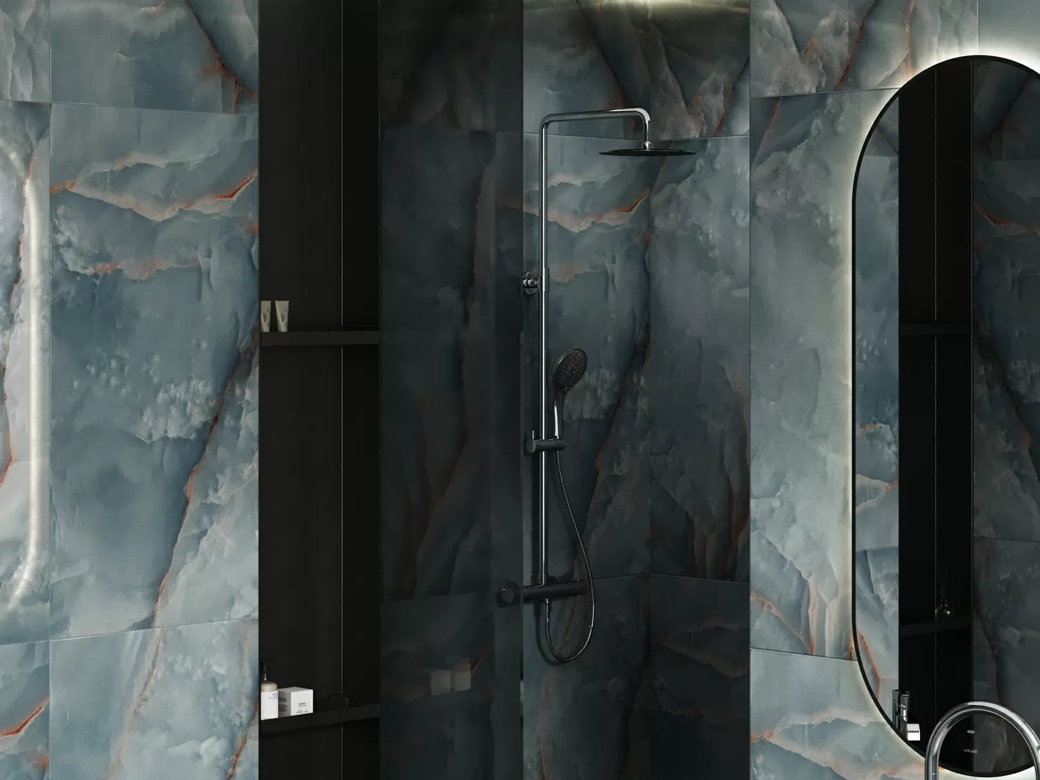 Керамогранит 17437 Marina полированный HG голубой ректификат 60x120