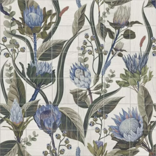 Керамогранит Mural Blue Leaves 20x20 (комп/36шт)