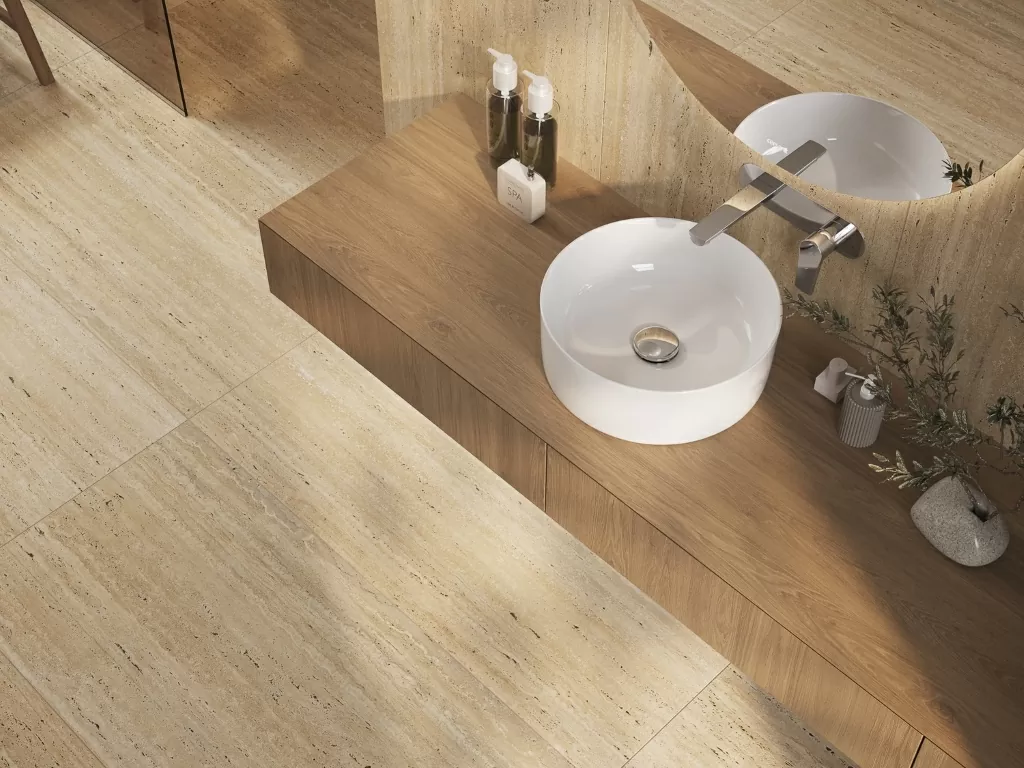 Керамогранит 17423 Travertino светло-бежевый ректификат 60x120