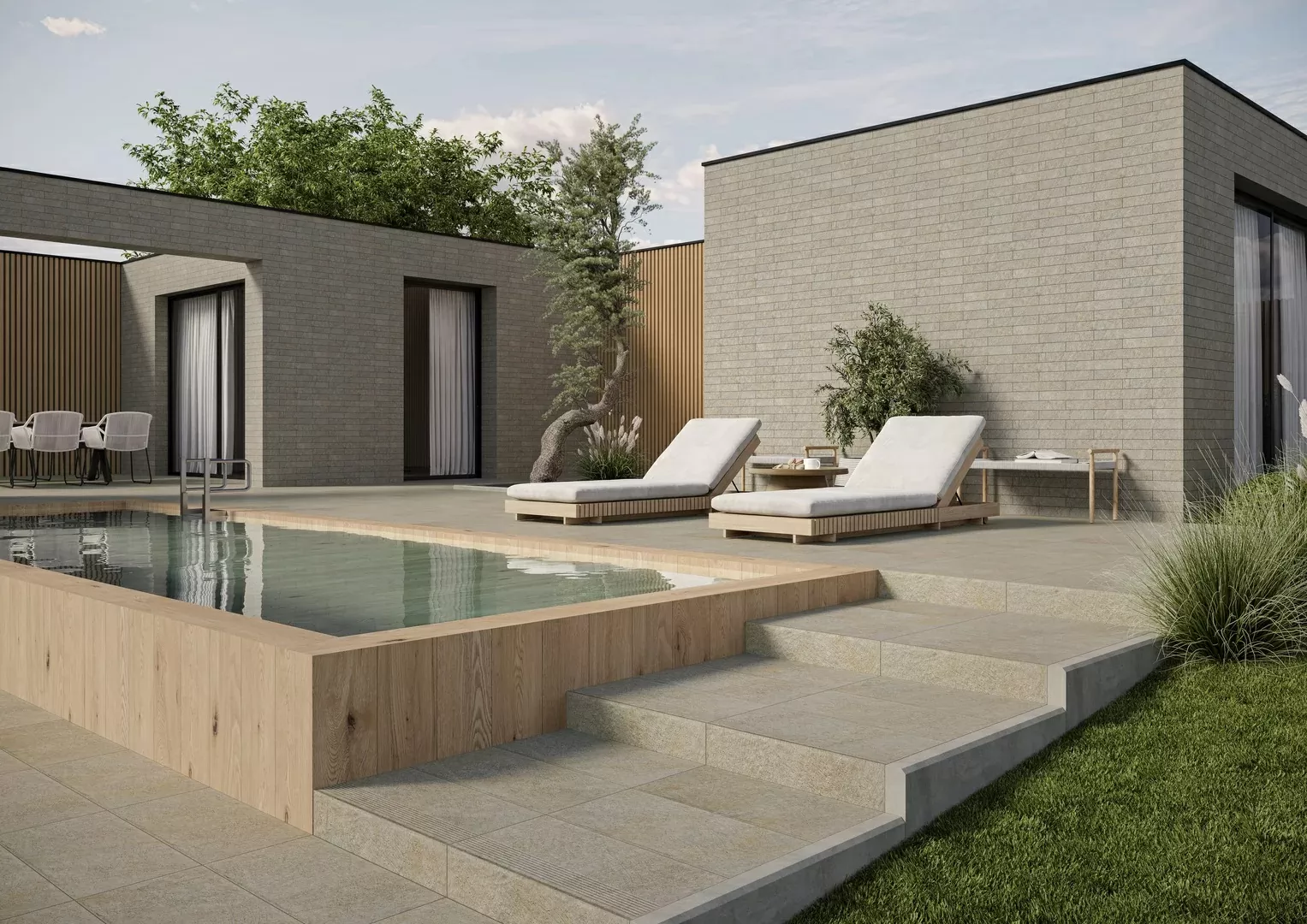 Клинкерная плитка Eremite Taupe Stopnica Prosta Struktura Mat 30x60