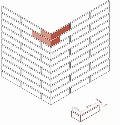 Искусственный камень 385-55 Дерри брик угол 18,5х8,5x4,8
