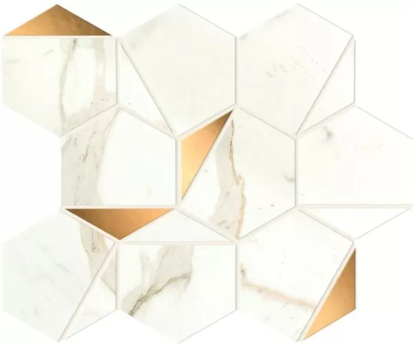 Мозаика A4WU Marvel Calacatta Prestigio Gold Hex Shiny 25,1x29