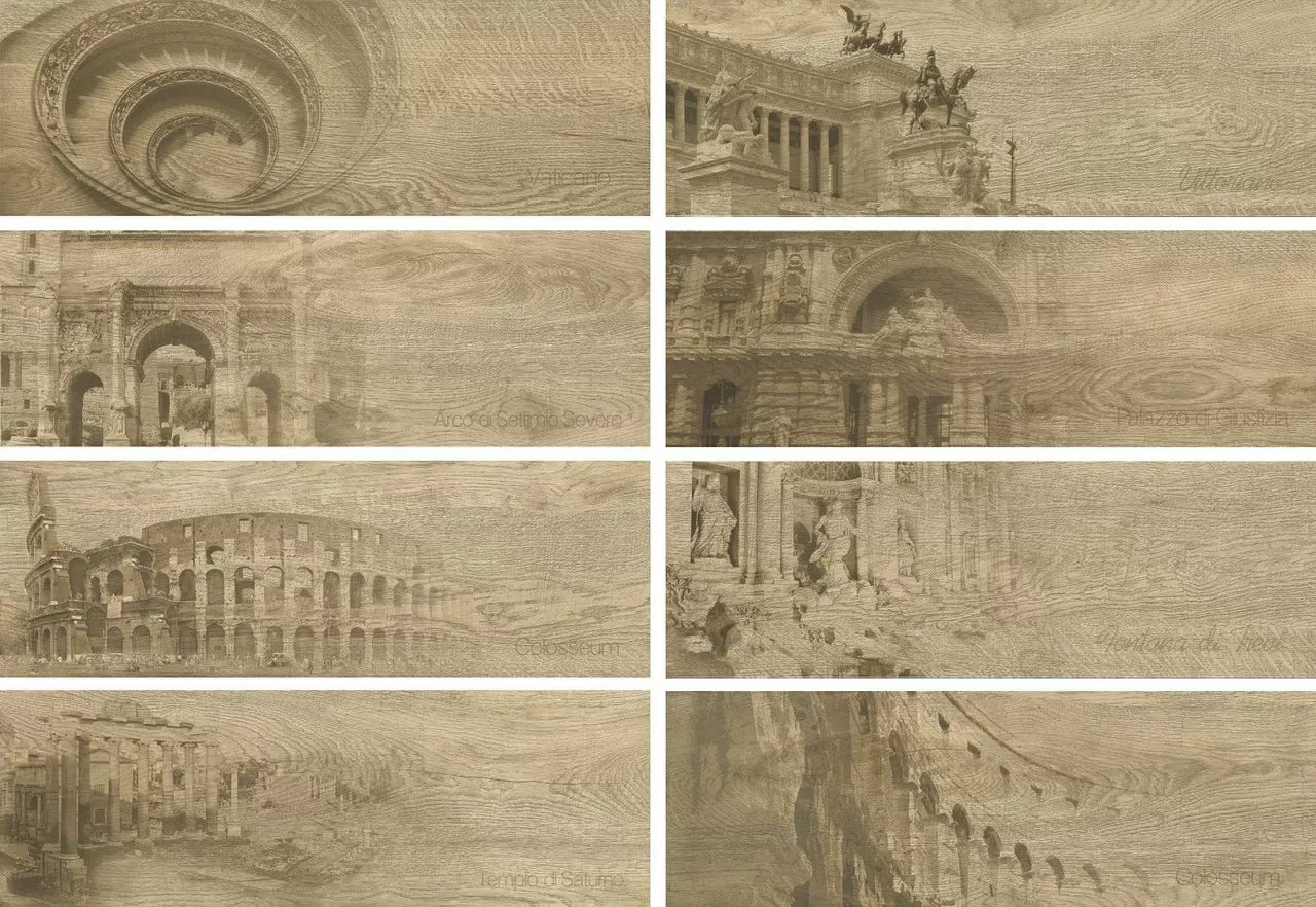 Керамогранит Italian Wood Beige Декор GT-250/d01 20х60 (микс)