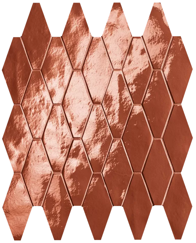 Мозаика fRXE Glim Rosso Cuore Rombi Mosaico Brillante 31x35,5