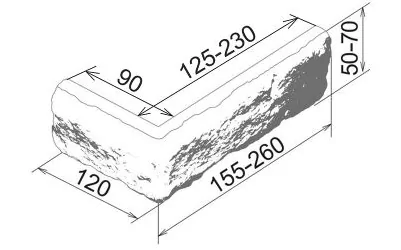 Искусственный камень Прага 180 Угол 155-260х120х50-70х30
