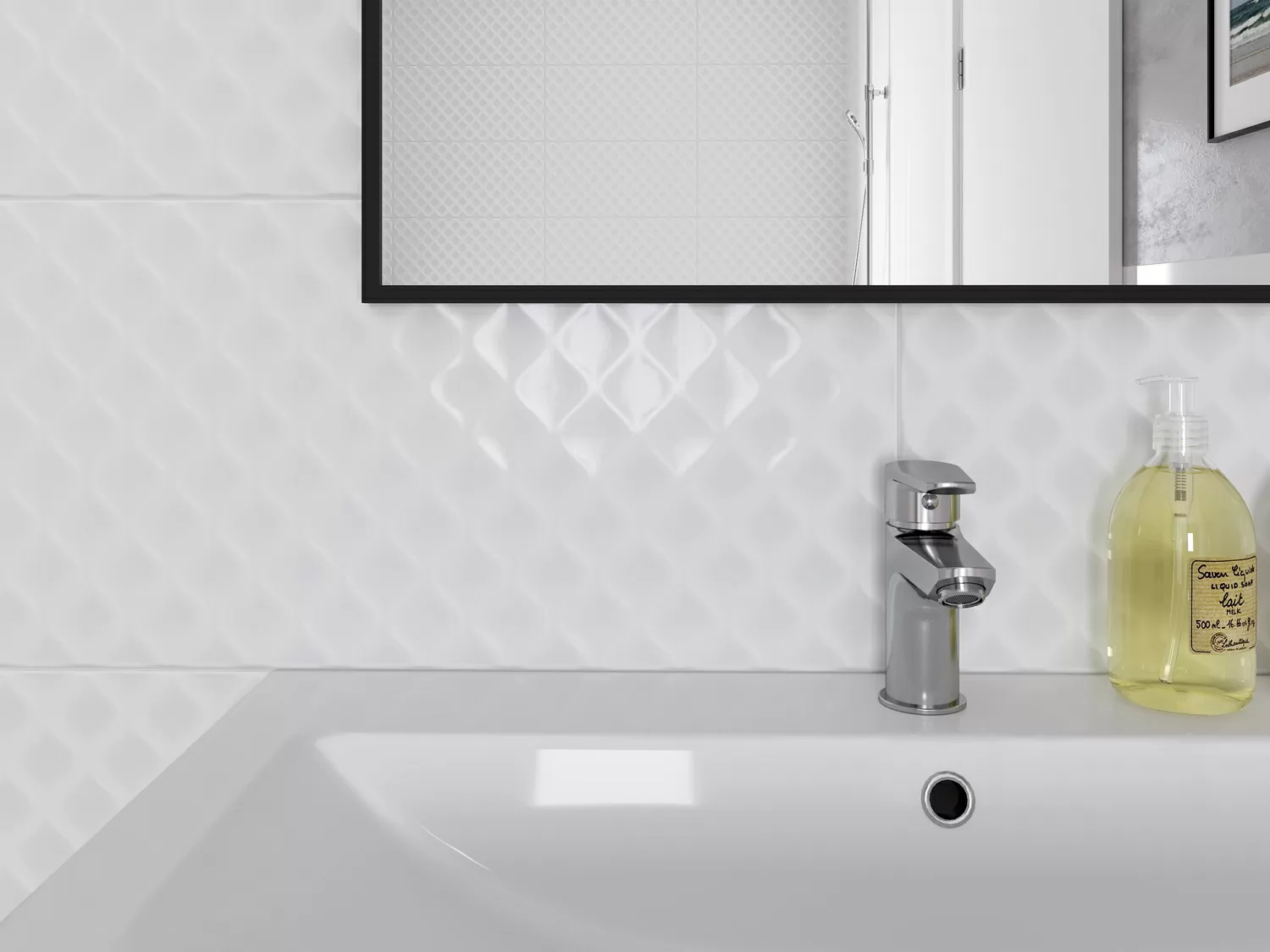 Плитка DEL052D Deco рельеф белый 29,8x59,8