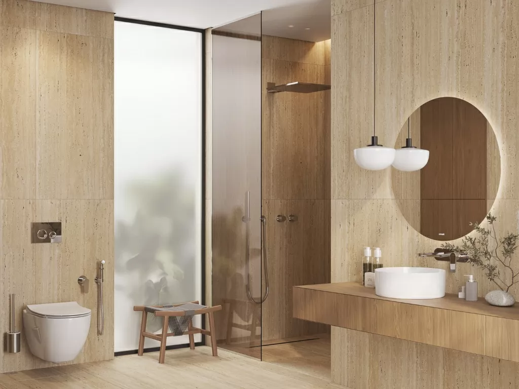 Керамогранит 17422 Travertino бежевый рельеф ректификат 60x120