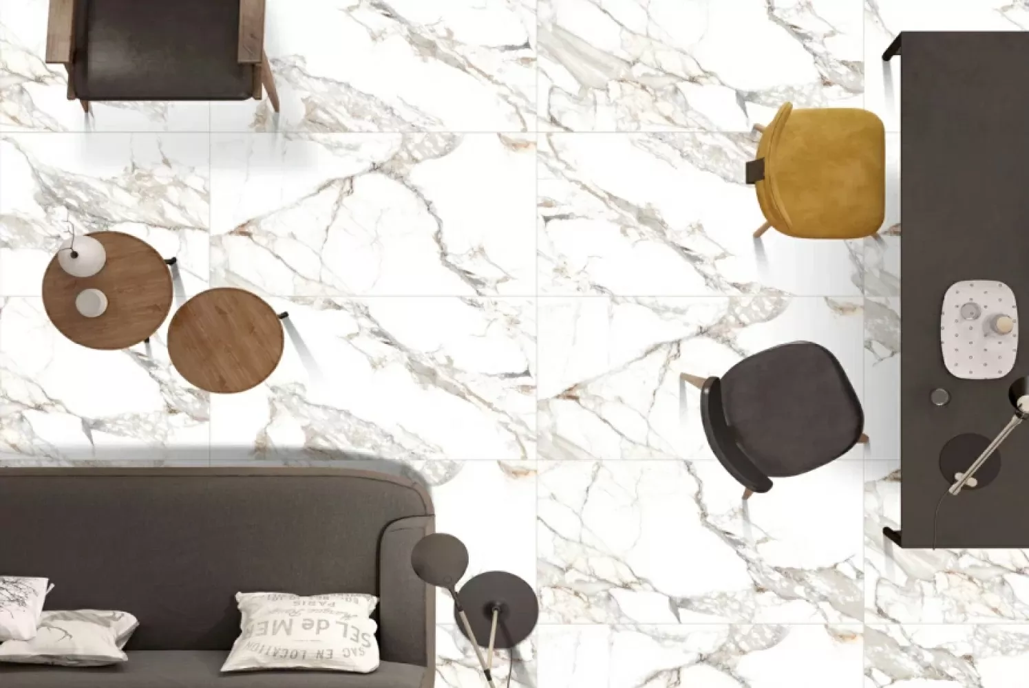 Керамогранит AM22-15 Statuario Dior серо-золотистый полированный 120х60