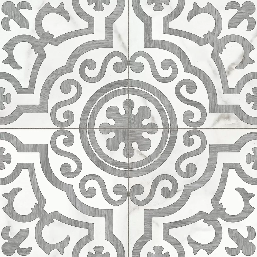 Керамогранит A16010 Siena узоры белый рельеф 42x42