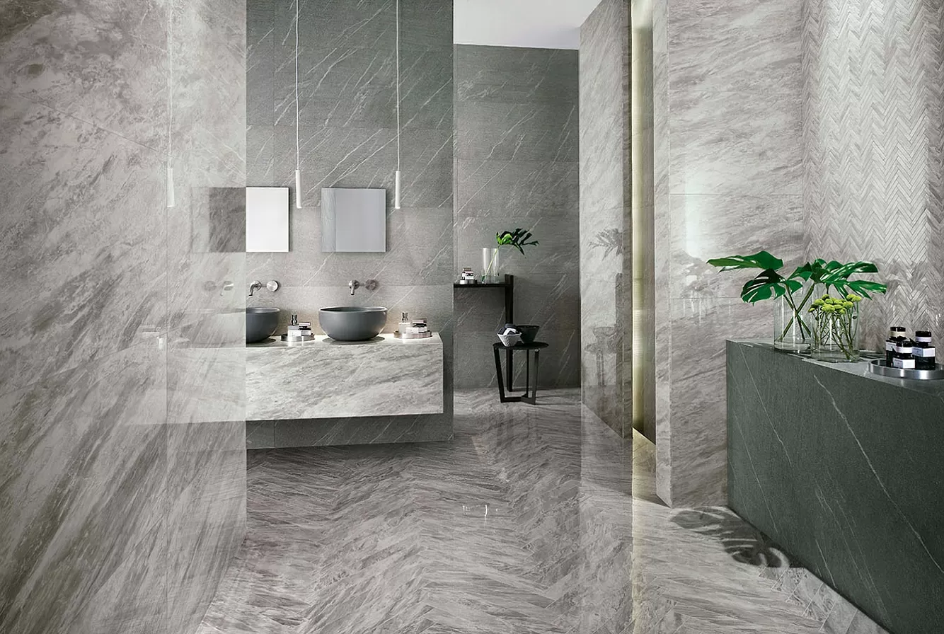 Керамогранит AS2M Marvel Stone Mosaico Esagono Geo Warm Lapp 25,4X35,2