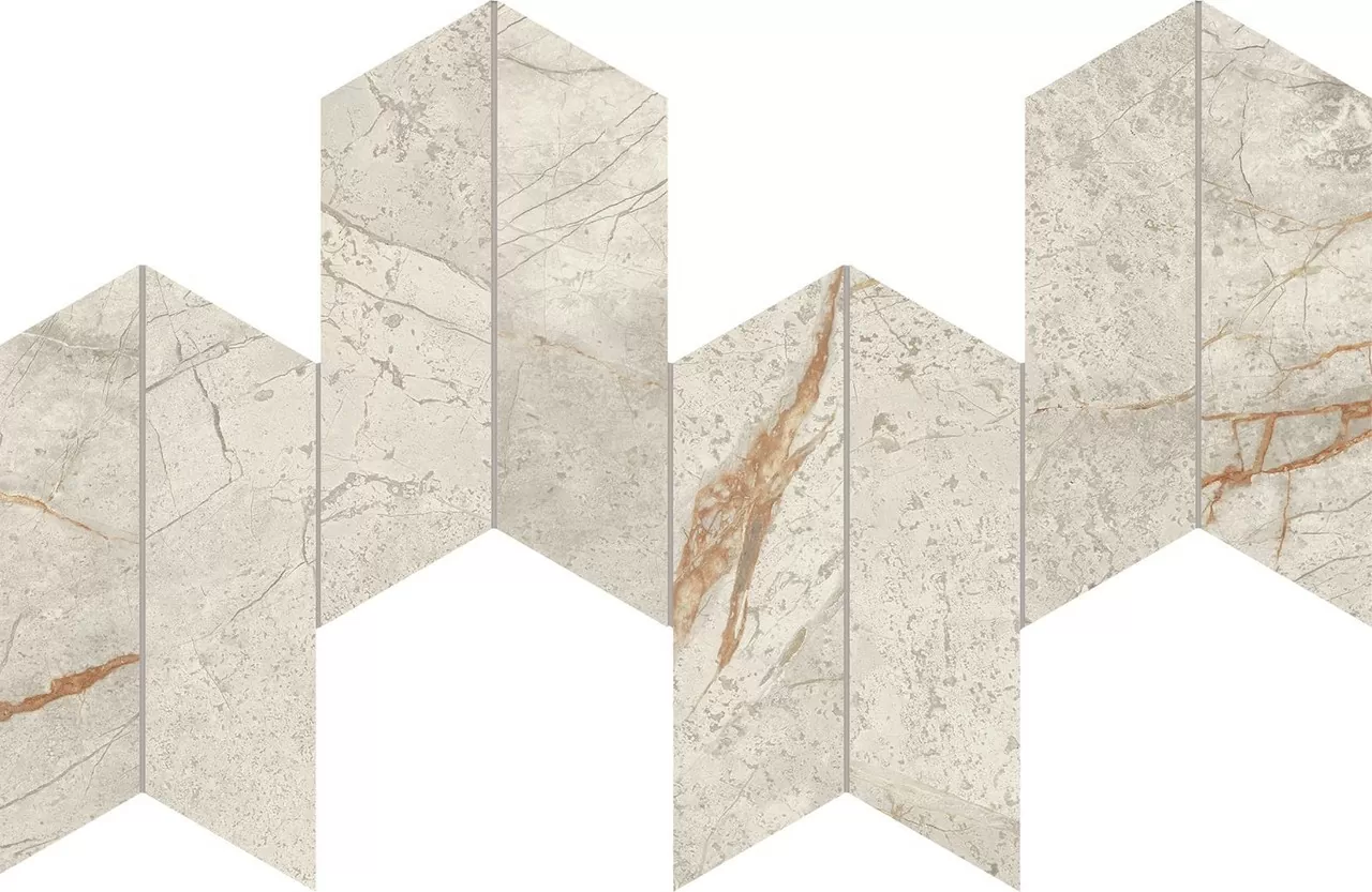 Мозаика AYD4 Marvel Diva White Everest Mosaico Chevron Velvet 46,3х17,5