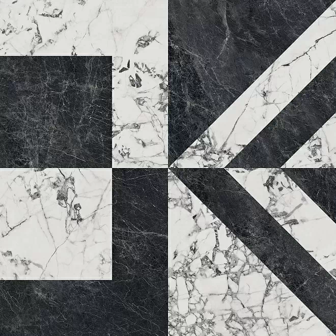 Керамогранит SG013322R Бьянко Неро белый чёрный лаппатированный обрезной 119,5x119,5x0,9