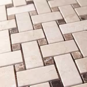 Мозаика Botticino Fiorito + Dark Imperador 3*6*1 30,5*30,5