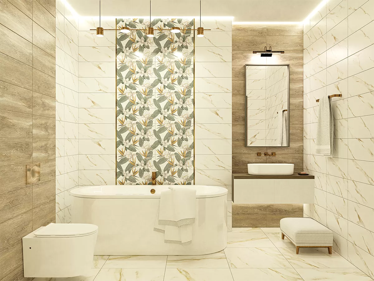 Плитка Панно Calacatta Ivori Strelitzia 50,5*40,2