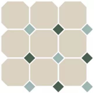 Керамогранит 4416 OCT13+18-A White OCTAGON 16/Turquoise 13 + Green 18 Dots (лист 30х30 9 штук+вставки)