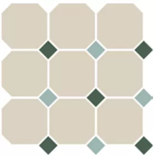 Керамогранит 4416 OCT18+13-B White OCTAGON 16/Green 18 + Turquoise 13 Dots (лист 30х30 9 штук+вставки)