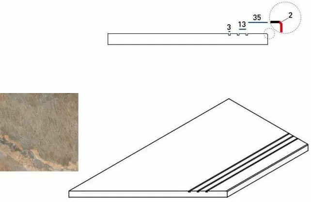 Керамогранит 620090000223 DARK BORDO GRIP SX 30x60