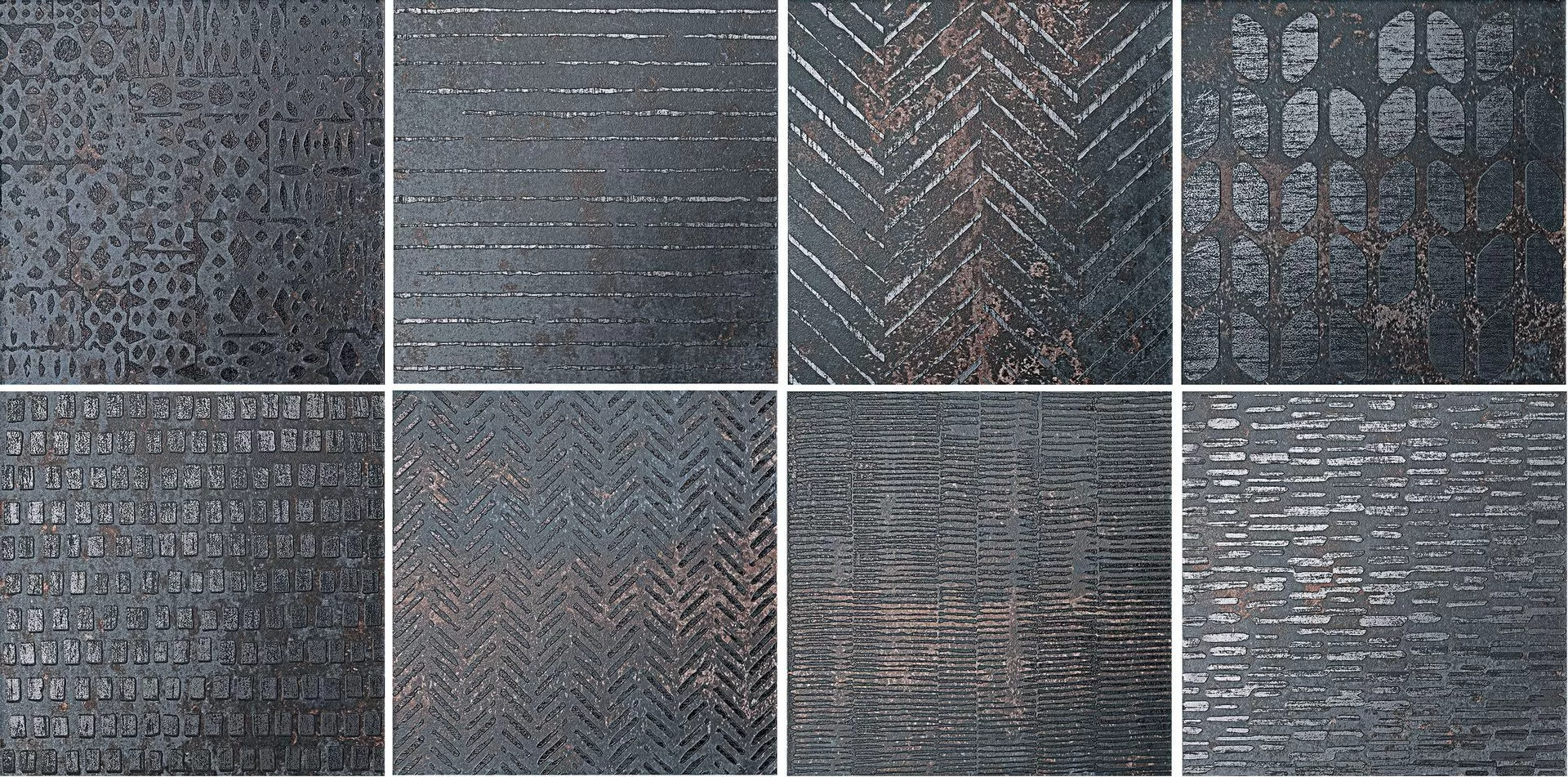 Керамогранит 1062873 Decori Costruire Lamiera Mix Nero 25х25