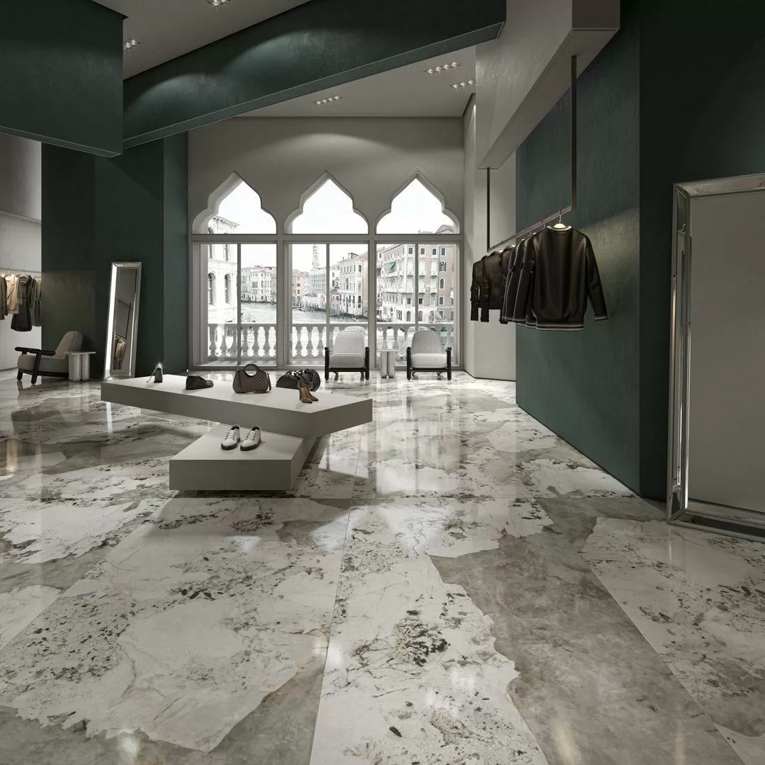 Керамогранит SG595222R Ониче зелёный светлый лаппатированный обрезной 119,5x238,5x0,9