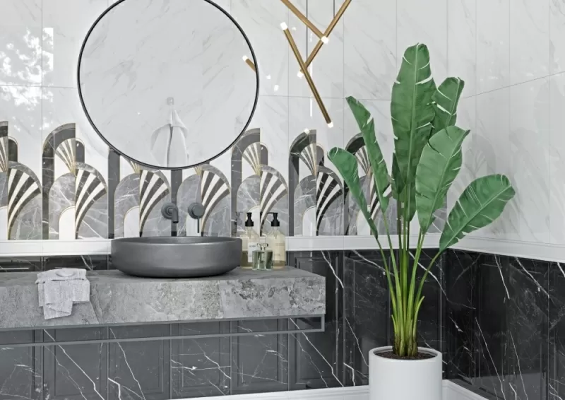 Плитка Noir white декор 25х60