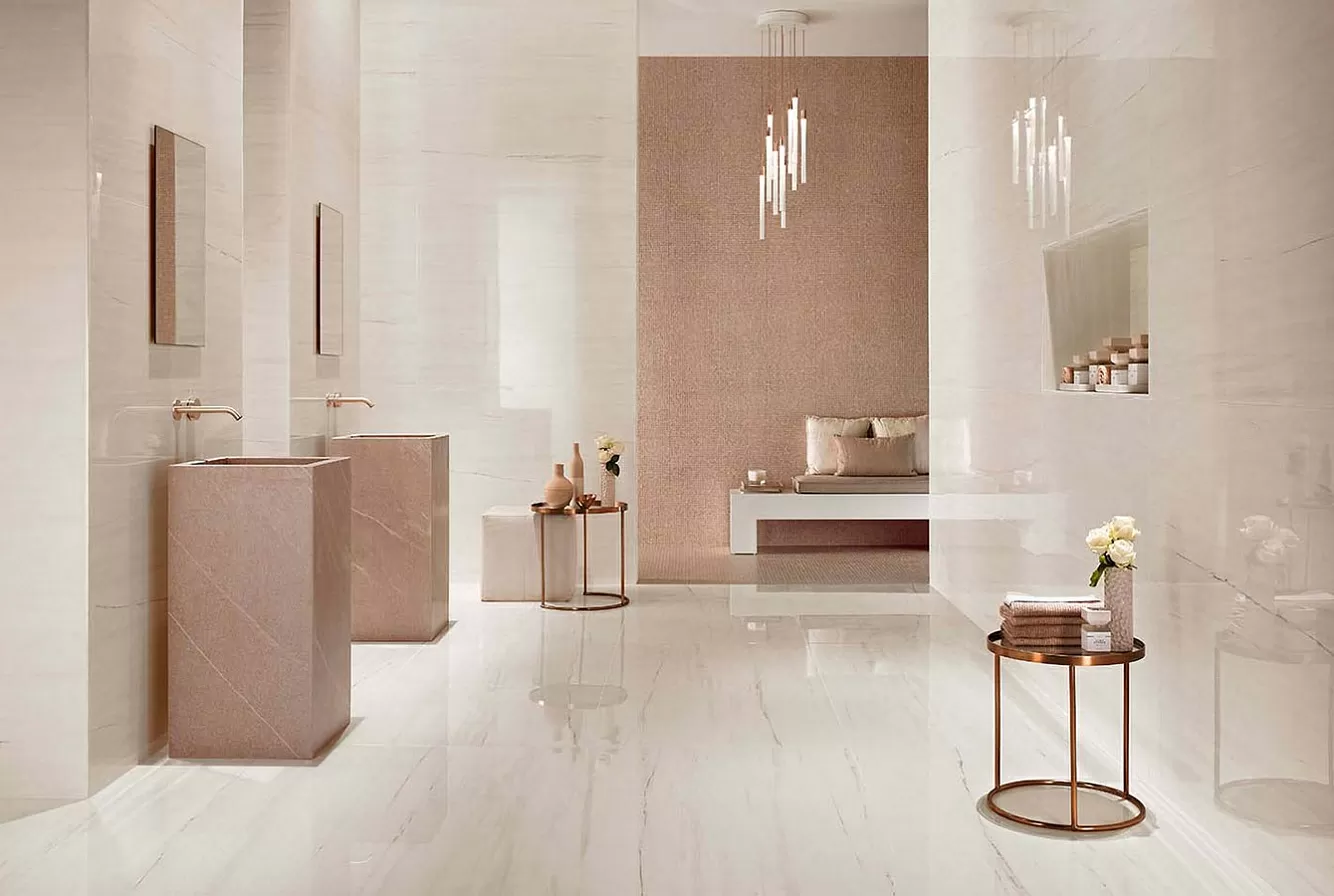 Керамогранит AS2M Marvel Stone Mosaico Esagono Geo Warm Lapp 25,4X35,2