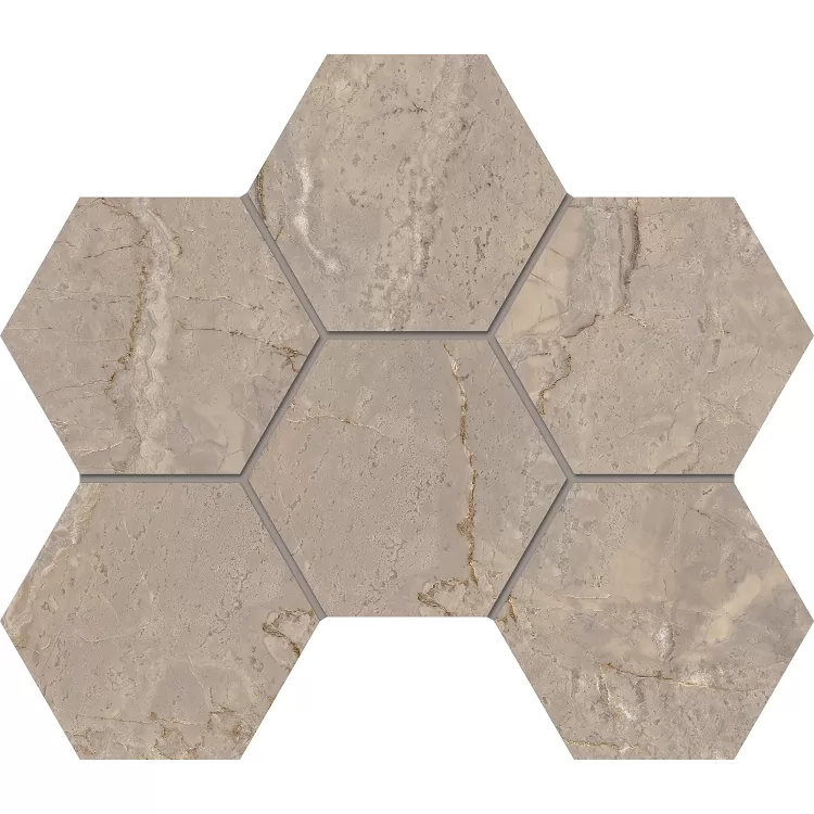 Мозаика BR02 Bernini Hexagon Beige Мозаика полированная 25x28,5