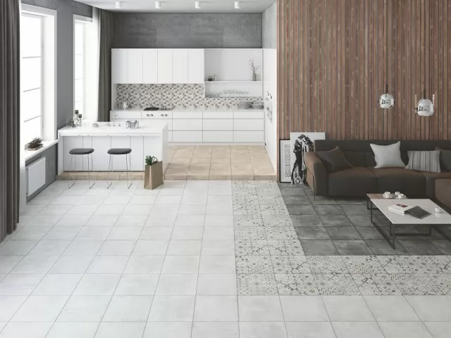 Керамогранит 6246-0051 (6046-0356) Цемент стайл бело-серый 45х45