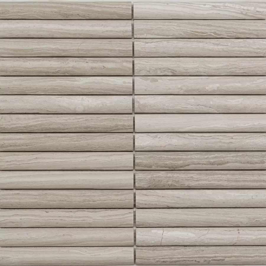 Мозаика PIX348 White Wooden, Convex матовая 20х151 300х305х12