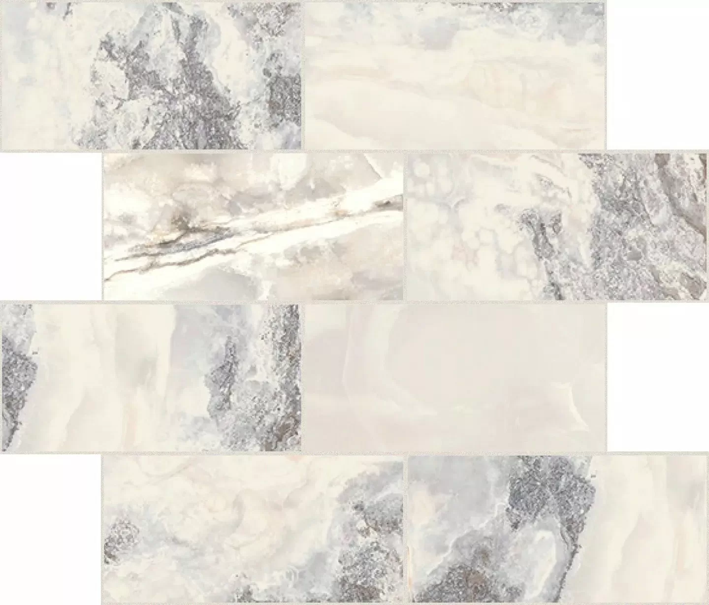 Мозаика 767785 Onyx&More White Blend Glossy Modulo Muretto 6mm 7,5x15 30x30