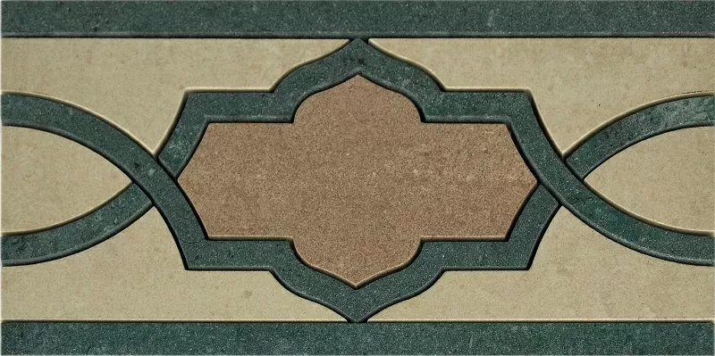 Керамогранит Fascia Rinascimento B Botticino (Botticino, Verde Guatemala, Bronzetto) 15x30