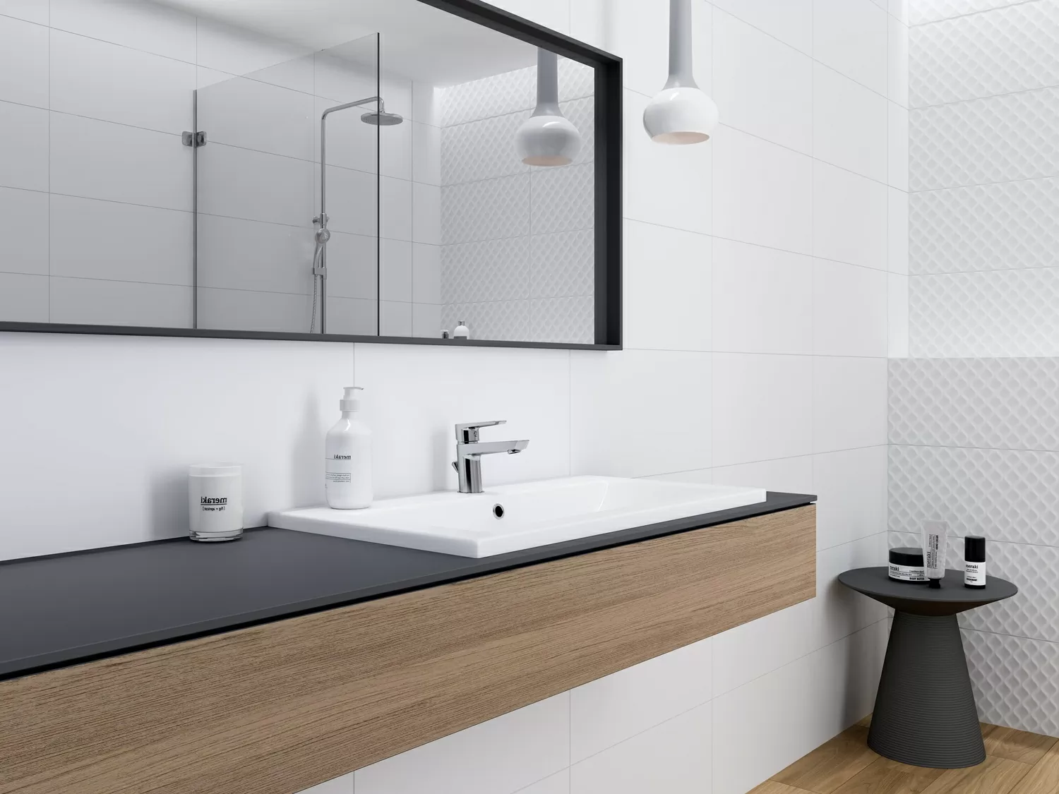 Плитка DEL052D Deco рельеф белый 29,8x59,8