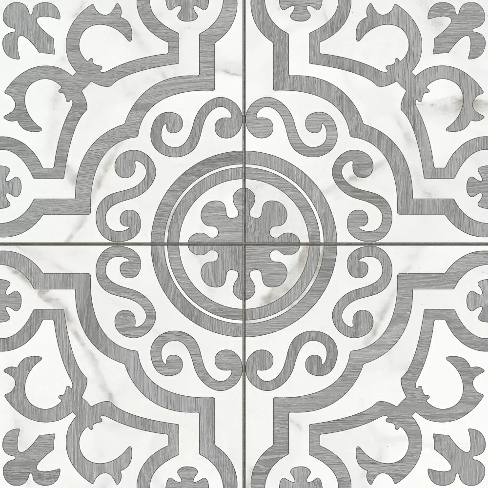 Керамогранит A16010 Siena узоры белый рельеф 42x42