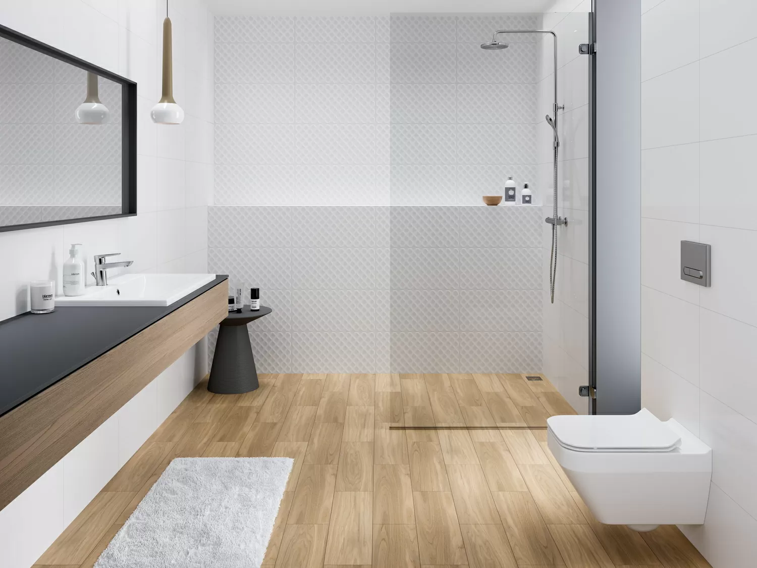 Плитка DEL052D Deco рельеф белый 29,8x59,8
