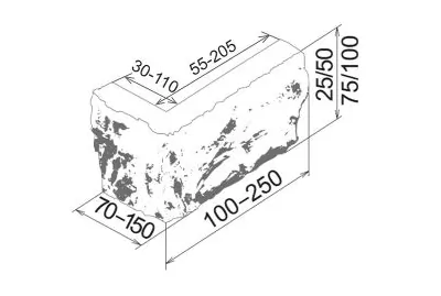 Искусственный камень Этна 168 Угол 100-250х70-150х25-50/75-100х45