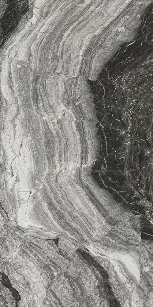 Керамогранит SG595902R Ониче белый чёрный обрезной лаппатированный 119.5*238.5